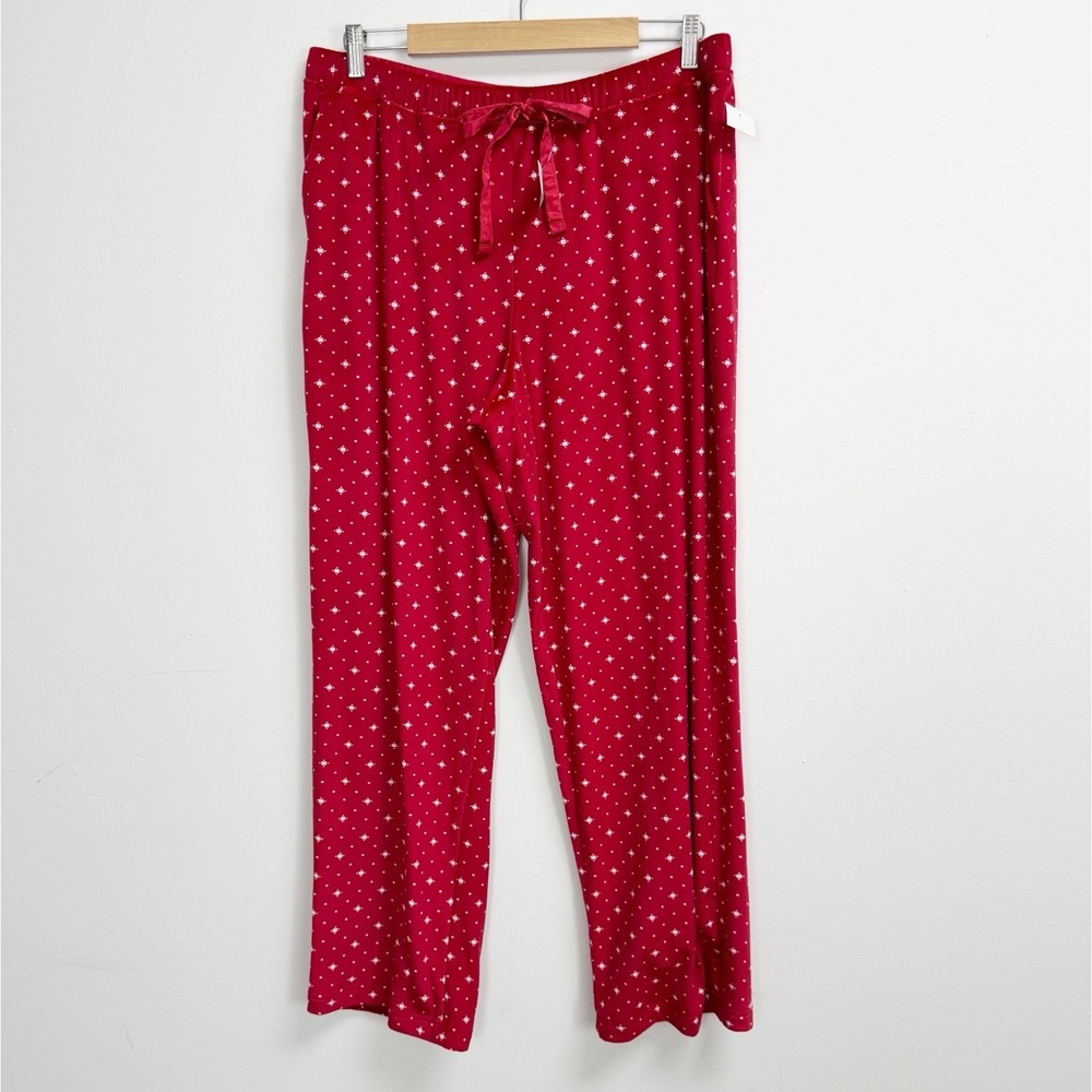 Charter Club Intimates Pants Womens Large Red Fleece Drawstring Pajamas PJS NWT